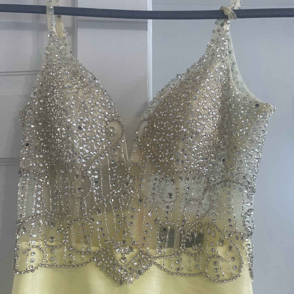 Elegant Yellow Embellished Dress
